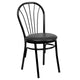 Black |#| Fan Back Metal Chair with Black Vinyl Seat - Hospitality Seating