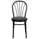 Black |#| Fan Back Metal Chair with Black Vinyl Seat - Hospitality Seating