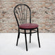 Burgundy |#| Fan Back Metal Chair with Burgundy Vinyl Seat - Hospitality Seating