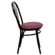 Burgundy |#| Fan Back Metal Chair with Burgundy Vinyl Seat - Hospitality Seating