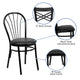 Black |#| Fan Back Metal Chair with Black Vinyl Seat - Hospitality Seating