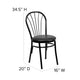 Black |#| Fan Back Metal Chair with Black Vinyl Seat - Hospitality Seating