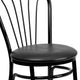 Black |#| Fan Back Metal Chair with Black Vinyl Seat - Hospitality Seating