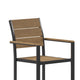 Natural |#| Commercial Grade Outdoor Faux Teak Patio Dining Chair with Arms - Natural/Gray