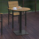 Natural |#| Commercial 24 Inch Round Faux Teak Outdoor Patio Dining Table - Natural/Gray