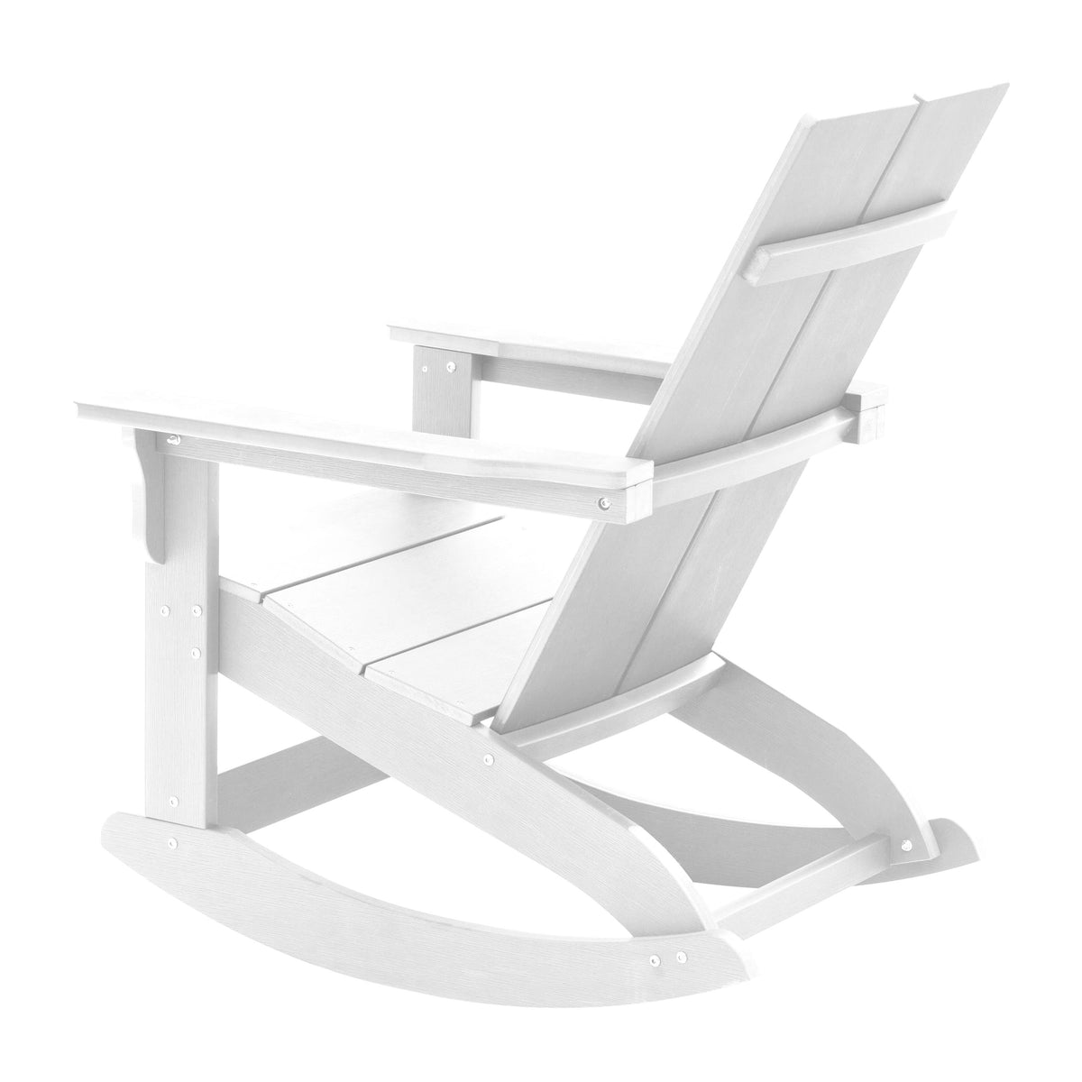 White |#| Indoor/Outdoor modern 2-Slat Adirondack Poly Resin Rockers in White - Set of 2