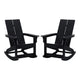 Black |#| Indoor/Outdoor modern 2-Slat Adirondack Poly Resin Rockers in Black - Set of 2