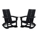 Black |#| Indoor/Outdoor modern 2-Slat Adirondack Poly Resin Rockers in Black - Set of 2