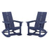 Finn Modern Commercial Grade All-Weather 2-Slat Poly Resin Rocking Adirondack Chair with Rust Resistant Stainless Steel Hardware - Set of 2