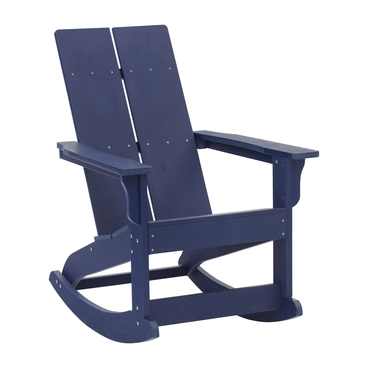 Navy |#| Modern 2-Slat Adirondack Poly Resin Rocking Chair for Indoor/Outdoor Use - Navy