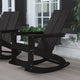 Black |#| Modern 2-Slat Adirondack Poly Resin Rocking Chair for Indoor/Outdoor Use - Black