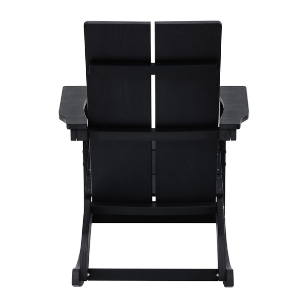 Black |#| Modern 2-Slat Adirondack Poly Resin Rocking Chair for Indoor/Outdoor Use - Black