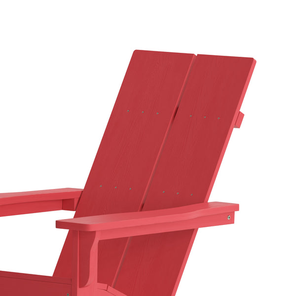 Red |#| Modern 2-Slat Adirondack Poly Resin Rocking Chair for Indoor/Outdoor Use - Red