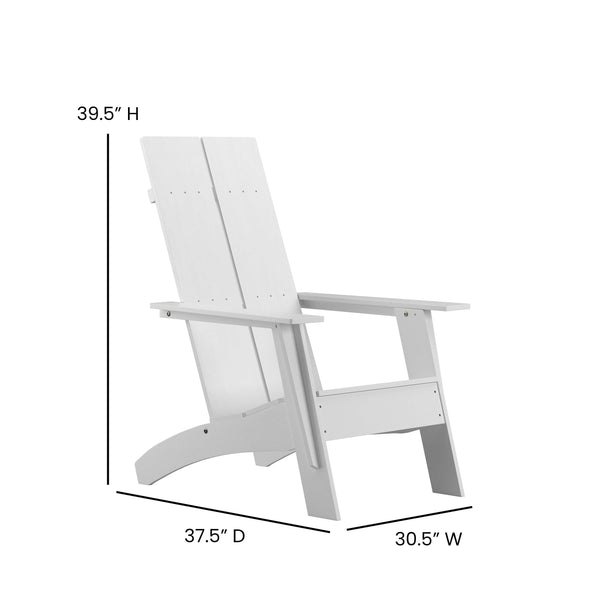 White |#| Set of 4 White Dual Slat Poly Resin Adirondack Chairs-22inch Round Fire Pit