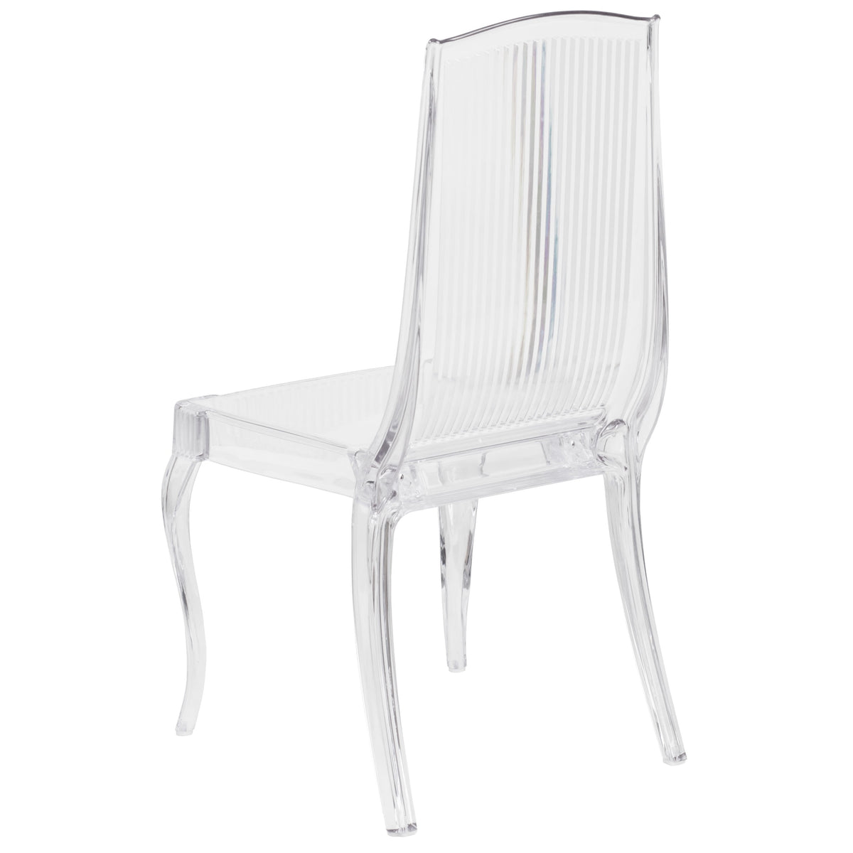 Crystal Ice Stacking Chair with Full Back Vertical Line Design - Event Chairs