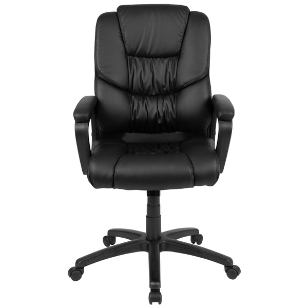 Black |#| Big & Tall 400 lb. Rated Black LeatherSoft Office Chair - Executive Office Chair