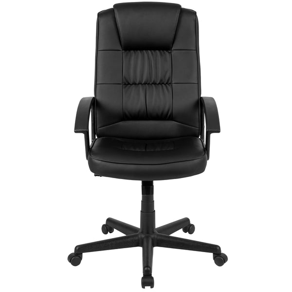 Flash Fundamentals High Back Black LeatherSoft Task Chair with Arms - Desk Chair