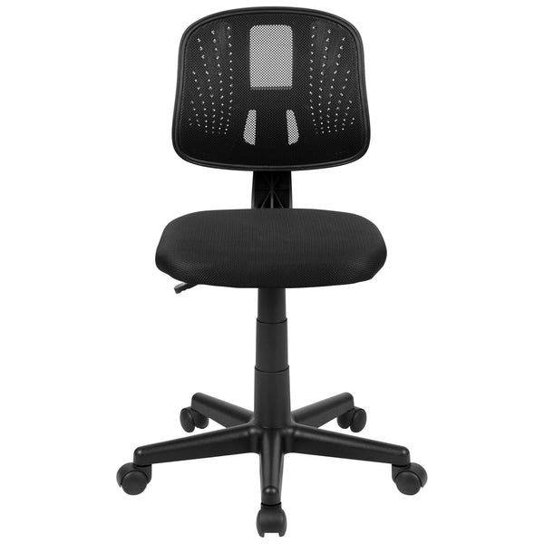 Black |#| Flash Fundamentals Mid-Back Black Mesh Swivel Task Office Chair with Pivot Back