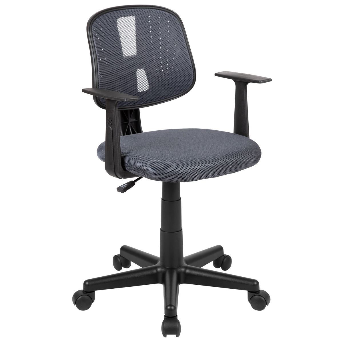 Gray |#| Flash Fundamentals Pivot Back Gray Mesh Swivel Task Office Chair with Arms