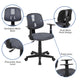 Gray |#| Flash Fundamentals Pivot Back Gray Mesh Swivel Task Office Chair with Arms