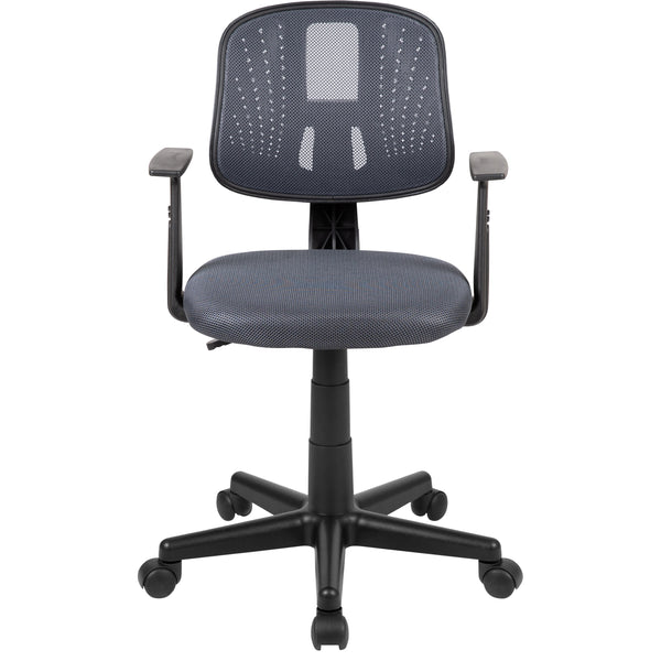 Gray |#| Flash Fundamentals Pivot Back Gray Mesh Swivel Task Office Chair with Arms