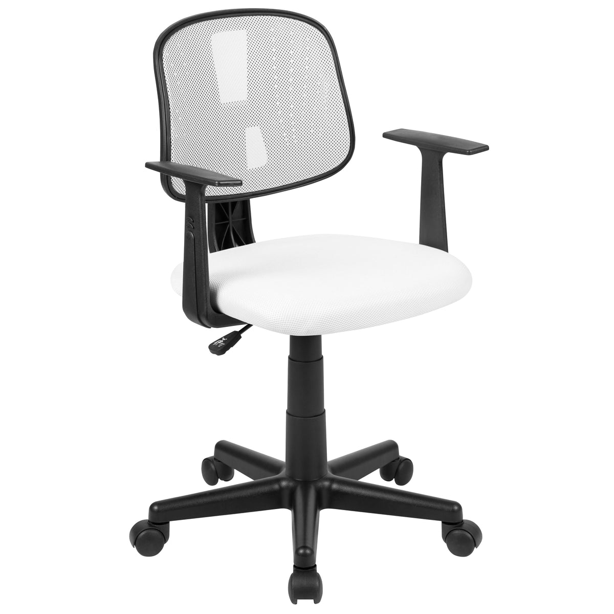 White |#| Flash Fundamentals Pivot Back White Mesh Swivel Task Office Chair with Arms