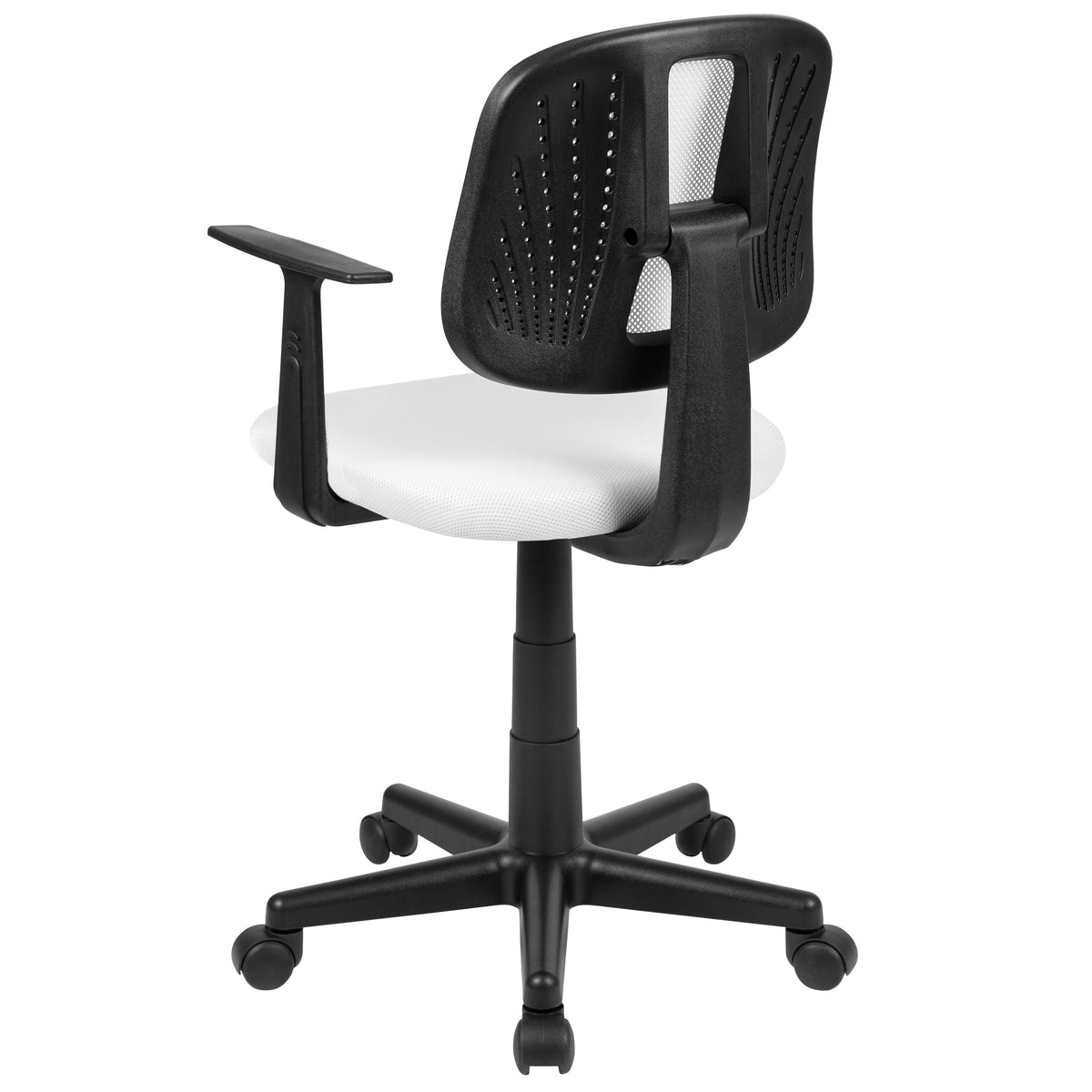 White |#| Flash Fundamentals Pivot Back White Mesh Swivel Task Office Chair with Arms