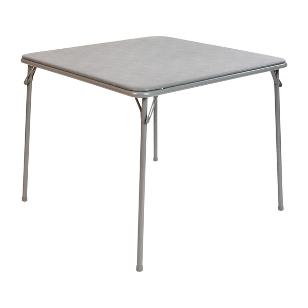 Gray |#| Gray Foldable Card Table with Vinyl Table Top - Game Table - Portable Table