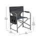 Gray |#| Foldable Steel Tube Framed Directors Camping Chair-Cupholder Side Table - Gray