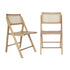 Galene Set of 2 Cane Rattan Folding Chairs with Solid Wood Frame and Seat and Ventilated Back, Perfect for Events or Additional Seating