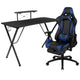 Blue |#| Gaming Bundle-Cup/Headphone Desk & Blue Reclining Footrest Chair