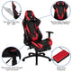 Red |#| Desk Bundle - Red Gaming Desk, Cup Holder, Headphone Hook and Reclining Chair