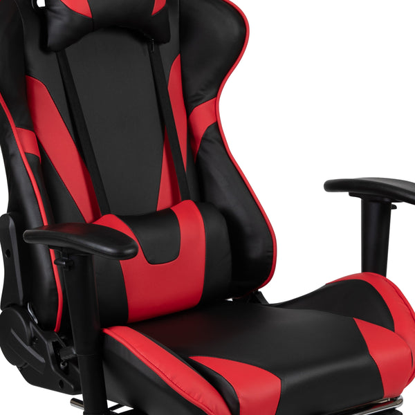 Red |#| Desk Bundle - Red Gaming Desk, Cup Holder, Headphone Hook and Reclining Chair