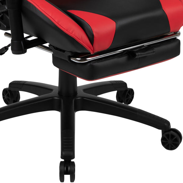 Red |#| Desk Bundle - Red Gaming Desk, Cup Holder, Headphone Hook and Reclining Chair