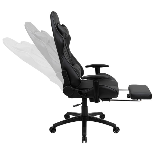Gray |#| Gaming Bundle-Cup/Headphone Desk & Gray Reclining Footrest Chair