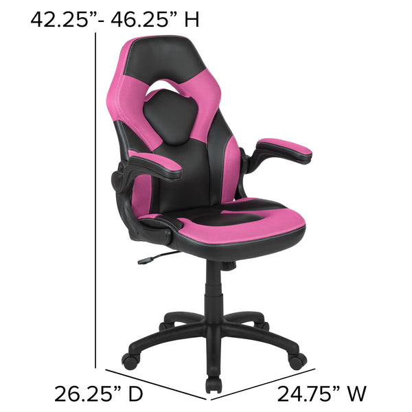 Pink |#| Black/Pink Gaming Desk Bundle - Cup/Headphone Holder, Wire Management