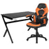 Gaming Desk and Racing Chair Set with Cup Holder, Headphone Hook & 2 Wire Management Holes