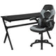 Gray |#| Black/Gray Gaming Desk Bundle - Cup & Headphone Holders/Mouse Pad Top