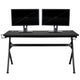 Gray |#| Black/Gray Gaming Desk Bundle - Cup & Headphone Holders/Mouse Pad Top