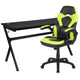 Green |#| Black/Green Gaming Desk Bundle - Cup & Headphone Holders/Mouse Pad Top