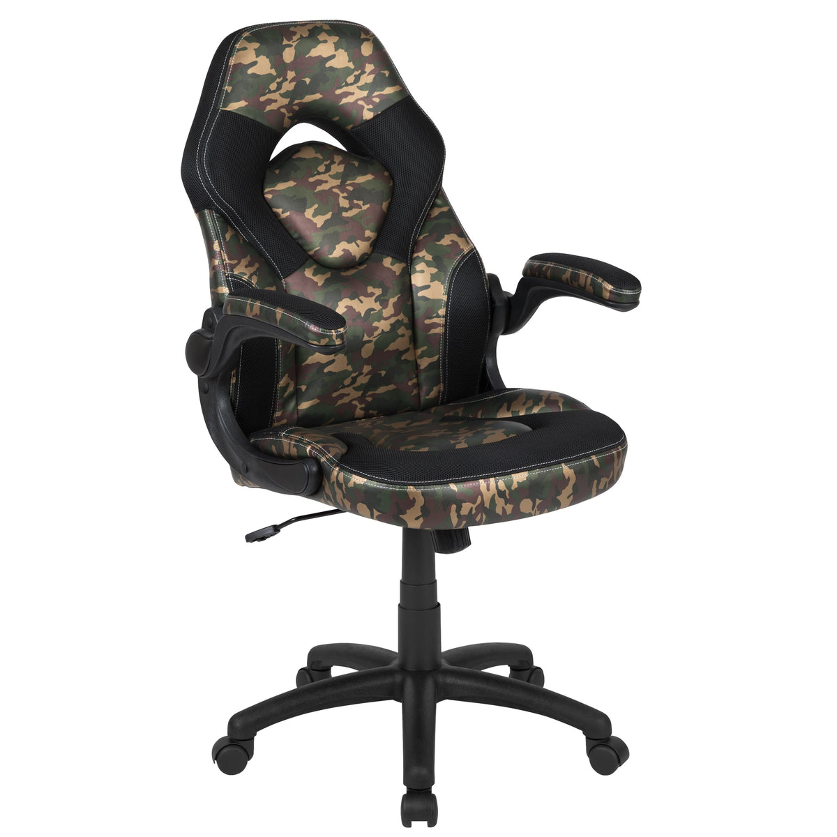 Camouflage |#| Black/Camo Gaming Desk Bundle - Cup & Headphone Holders/Mouse Pad Top