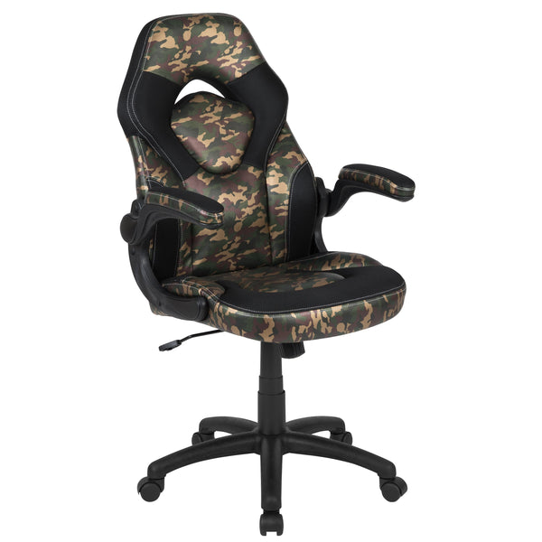 Camouflage |#| Black/Camo Gaming Desk Bundle - Cup & Headphone Holders/Mouse Pad Top