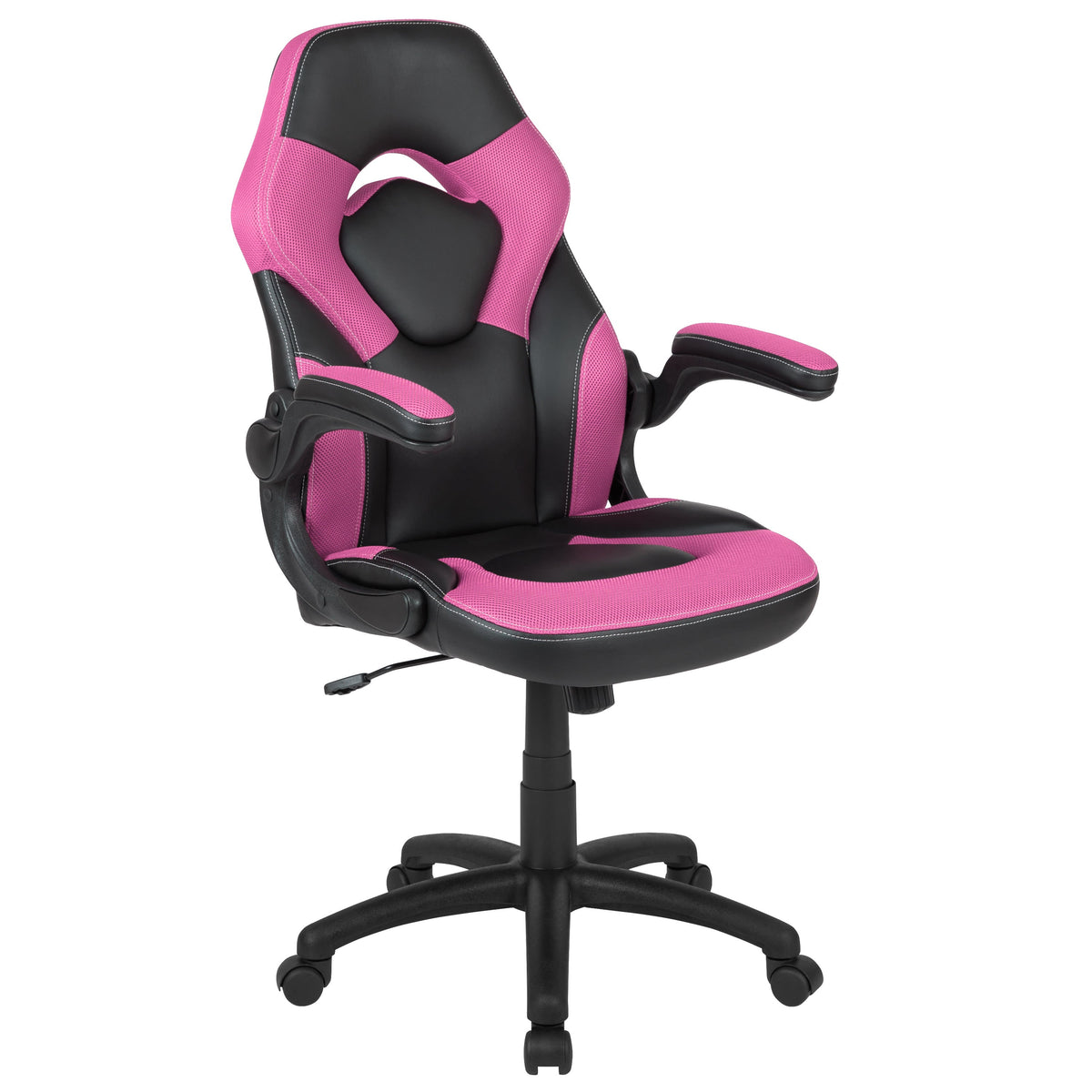 Pink |#| Black/Pink Gaming Desk Bundle - Cup & Headphone Holders/Mouse Pad Top
