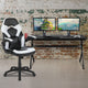 White |#| Black/White Gaming Desk Bundle - Cup & Headphone Holders/Mouse Pad Top