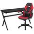 Gaming Desk and Racing Chair Set with Cup Holder, Headphone Hook and Removable Mouse Pad Top - 2 Wire Management Holes