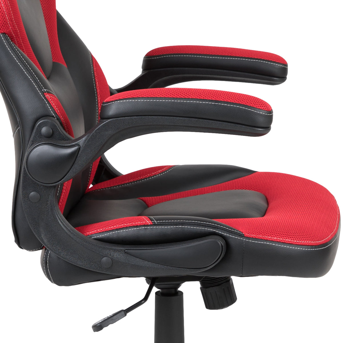 Red |#| Desk Bundle - Red Gaming Desk, Cup Holder, Headphone Hook and Red/Black Chair