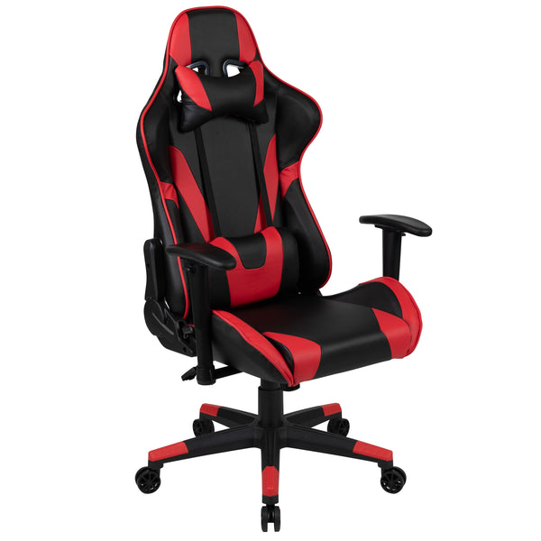 Red |#| Black Gaming Desk & Chair Set with Cup Holder, Headphone Hook, and Monitor Stand