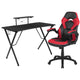 Gaming Chair & Desk Bundle with Removable Headphone Hook & Cupholder - Black/Red