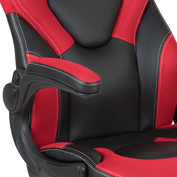 Gaming Chair & Desk Bundle with Removable Headphone Hook & Cupholder - Black/Red