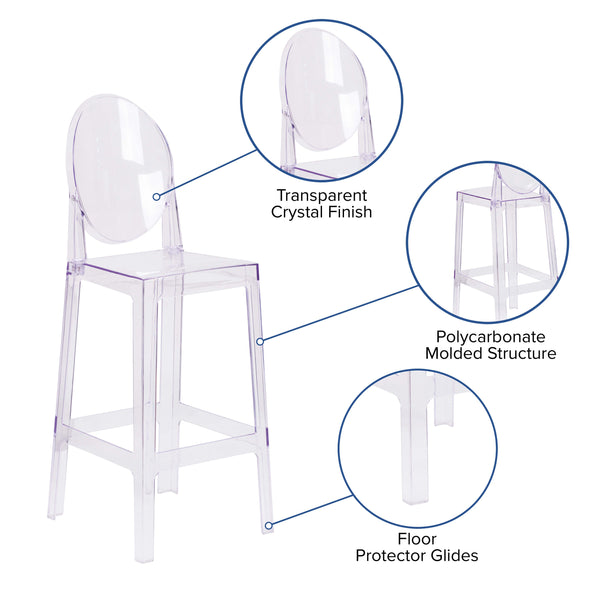 Ghost Barstool with Oval Back in Transparent Crystal - Wedding Chairs